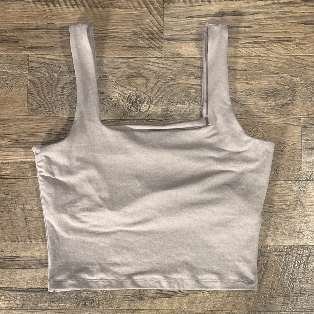 Hollister Women's Square Neck Crop Greige Top - Size M